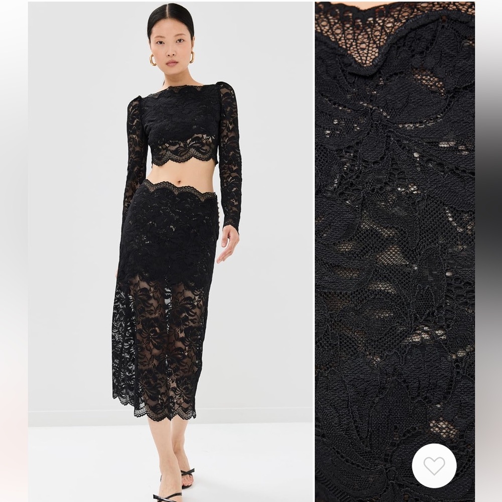 Paco Rabanne Black Floral Lace Matching Set